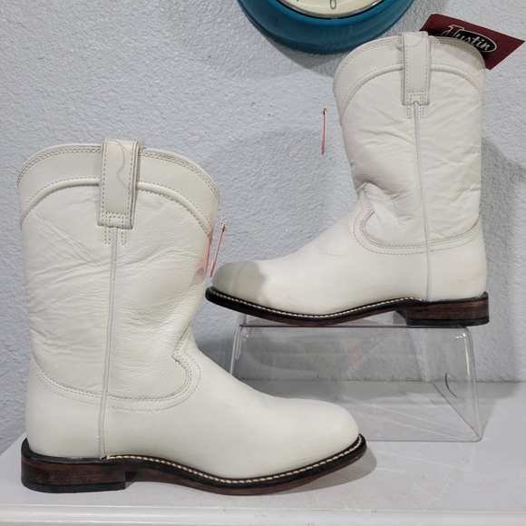 Justin Holland 10" Roper Boots Womens Size 9.5 White New - Picture 2 of 9